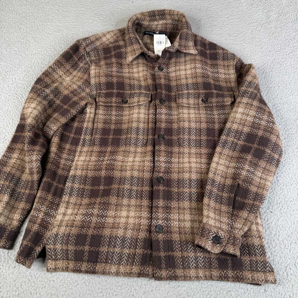 ABERCROMBIE & FITCH Jacket Men MT Brown Plaid Soft Collection  Heavyweight Shirt